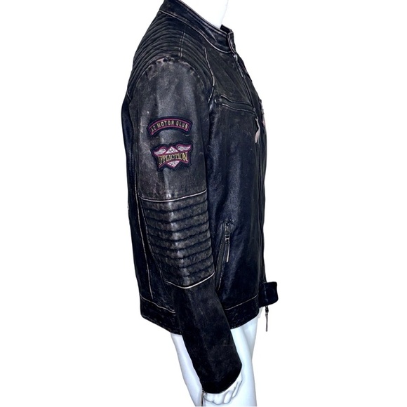 Affliction Black Label Limited Edition Leather Motorcycle Jacket - Size Large - Picture 3 of 7